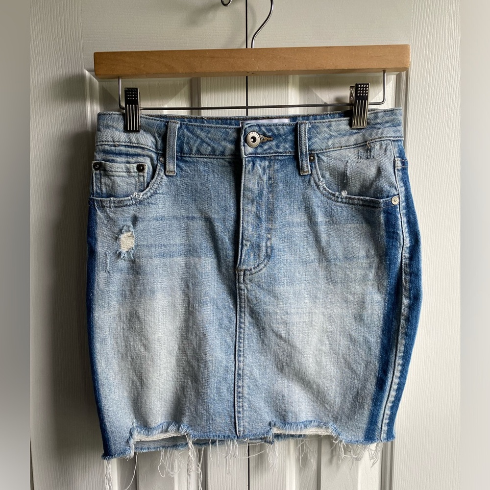 Pistola Women's Distressed Denim Mini Pencil Jean Skirt Size 27